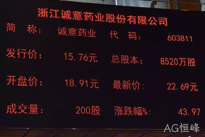 AG恒峰∷成功上市